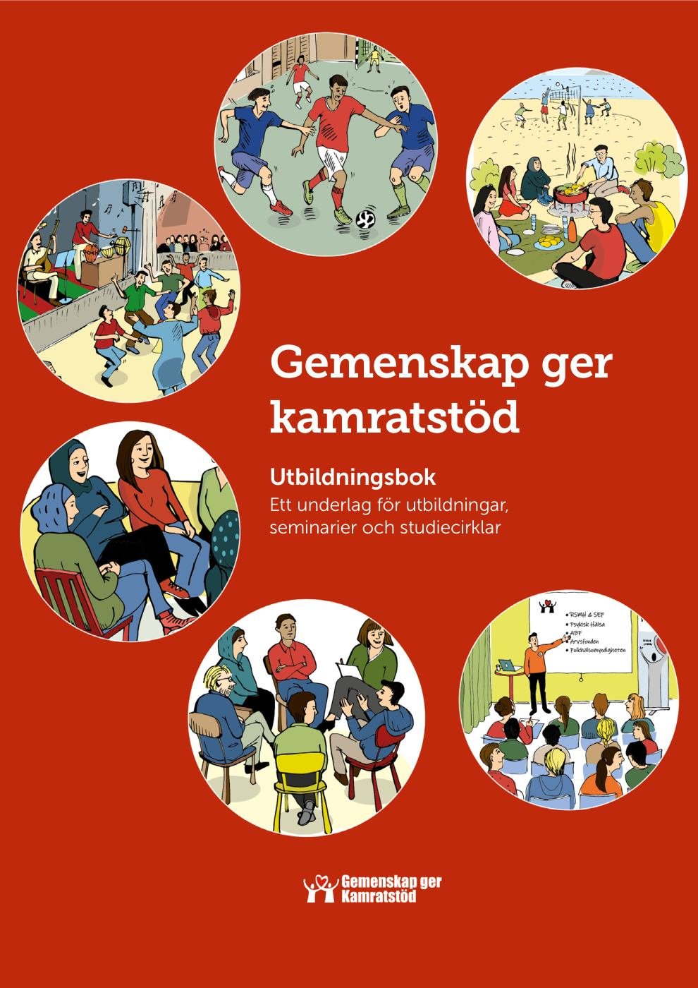Omslag: Gemenskap ger kamratstöd – utbildningsbok